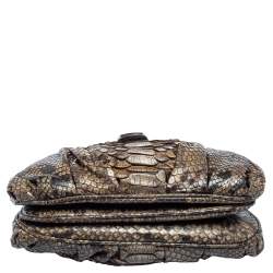 Zagliani Brown Python Flap Chain Shoulder Bag
