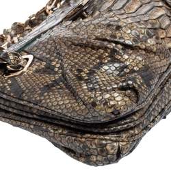 Zagliani Brown Python Flap Chain Shoulder Bag