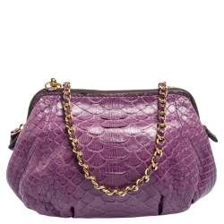 Zagliani Purple Python Shoulder Bag
