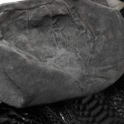 Zagliani Mettalic Black Python Puffy Hobo