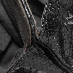 Zagliani Mettalic Black Python Puffy Hobo