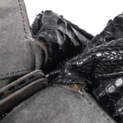 Zagliani Mettalic Black Python Puffy Hobo