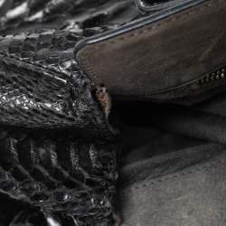 Zagliani Mettalic Black Python Puffy Hobo