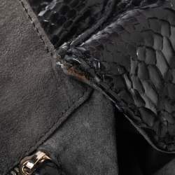 Zagliani Mettalic Black Python Puffy Hobo