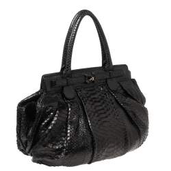 Zagliani Mettalic Black Python Puffy Hobo