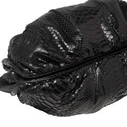 Zagliani Mettalic Black Python Puffy Hobo