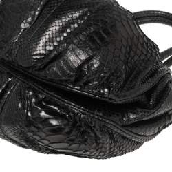 Zagliani Mettalic Black Python Puffy Hobo
