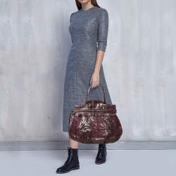 Zagliani Two Tone Python Top Pleated Hobo