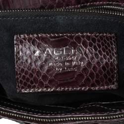 Zagliani Two Tone Python Top Pleated Hobo