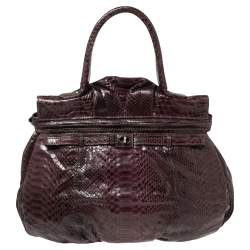 Zagliani Two Tone Python Top Pleated Hobo