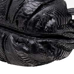 Pre Owned Zagliani Dark Grey Python Puffy Hobo