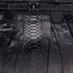 Pre Owned Zagliani Dark Grey Python Puffy Hobo