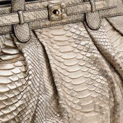 Zagliani Metallic Gold Python Puffy Hobo