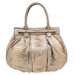 Zagliani Metallic Gold Python Puffy Hobo