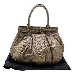 Zagliani Metallic Gold Python Puffy Hobo
