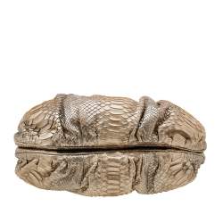 Zagliani Metallic Gold Python Puffy Hobo