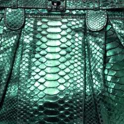 Zagliani Metallic Green Python Puffy Hobo