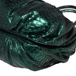 Zagliani Metallic Green Python Puffy Hobo
