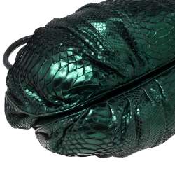 Zagliani Metallic Green Python Puffy Hobo