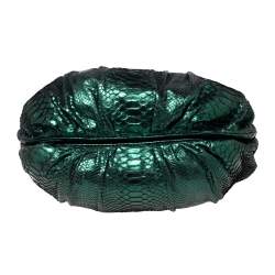 Zagliani Metallic Green Python Puffy Hobo