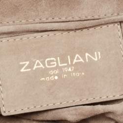 Zagliani Beige Python Turn Lock Clutch 
