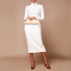 Zagliani Beige Python Turn Lock Clutch 
