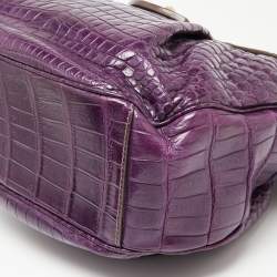 Pre Owned Zagliani Purple Crocodile JJ Hobo