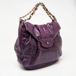 Pre Owned Zagliani Purple Crocodile JJ Hobo