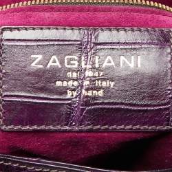 Pre Owned Zagliani Purple Crocodile JJ Hobo