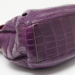 Pre Owned Zagliani Purple Crocodile JJ Hobo