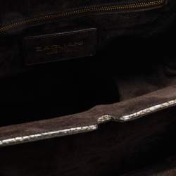 Pre Owned Zagliani Metallic Gold Python Leather Oversized Puffy Hobo