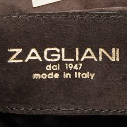 Pre Owned Zagliani Metallic Gold Python Leather Oversized Puffy Hobo