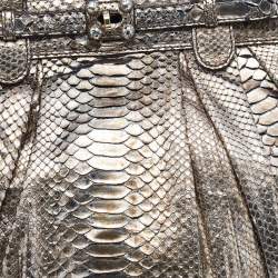 Pre Owned Zagliani Metallic Gold Python Leather Oversized Puffy Hobo