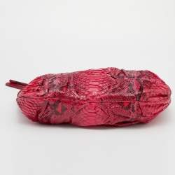 Zagliani Pink/Black Python Leather Oversized Clutch