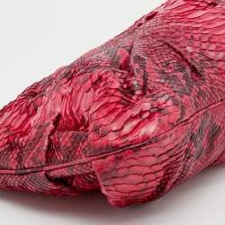 Zagliani Pink/Black Python Leather Oversized Clutch