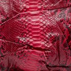 Zagliani Pink/Black Python Leather Oversized Clutch