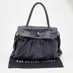 Zagliani Blue Python Procida Top Handle Bag