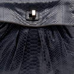 Zagliani Blue Python Procida Top Handle Bag