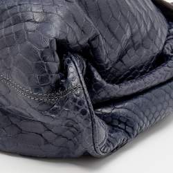 Zagliani Blue Python Procida Top Handle Bag
