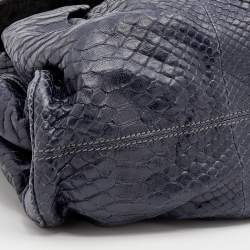 Zagliani Blue Python Procida Top Handle Bag
