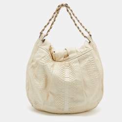 Zagliani Cream Python Hobo