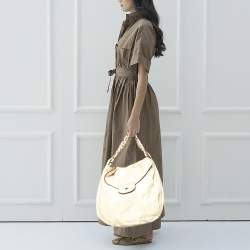 Zagliani Cream Python Hobo