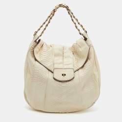 Zagliani Cream Python Hobo