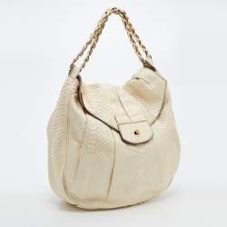 Zagliani Cream Python Hobo