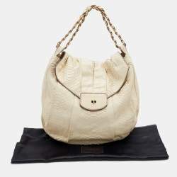 Zagliani Cream Python Hobo