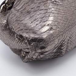 Zagliani Metallic Gunmetal Python Envelope Shoulder Bag
