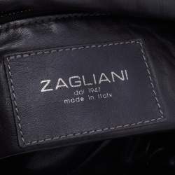 Zagliani Metallic Gunmetal Python Envelope Shoulder Bag
