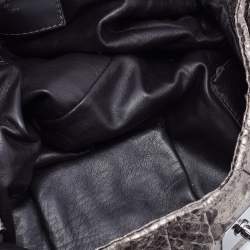Zagliani Metallic Gunmetal Python Envelope Shoulder Bag