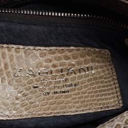 Zagliani Grey Python Leather Envelope Flap Shoulder Bag
