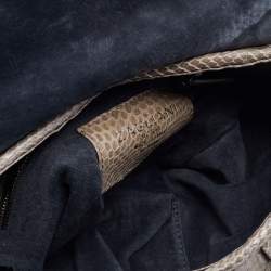 Zagliani Grey Python Leather Envelope Flap Shoulder Bag